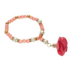Pulsera Con Dije De Rosa Y Rondel Oro