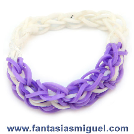 Pulsera Con Ligas Morado/Blanco
