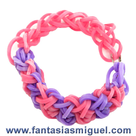 Pulsera Con Ligas Doble x Morado Rosa