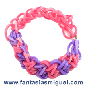 Pulsera Con Ligas Doble x Morado Rosa