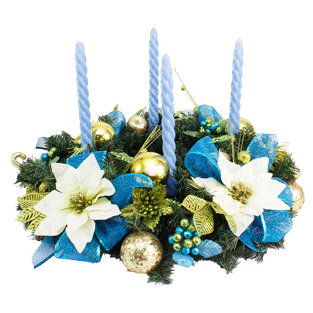 Corona Adviento Azul-Oro-Marfil.