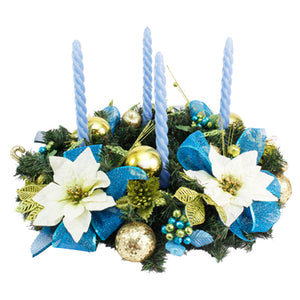 Corona Adviento Azul-Oro-Marfil.