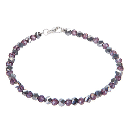 Pulsera De Cristales Plata/Morado