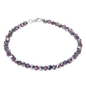 Pulsera De Cristales Plata/Morado
