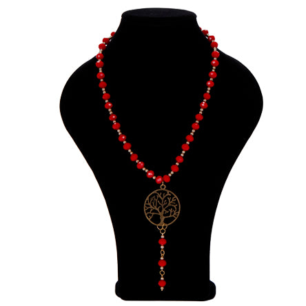 Collar Rojo Con Dije Árbol Vida
