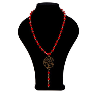 Collar Rojo Con Dije Árbol Vida