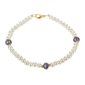 Pulcera Con Perla Marfil Y Rondel Morado