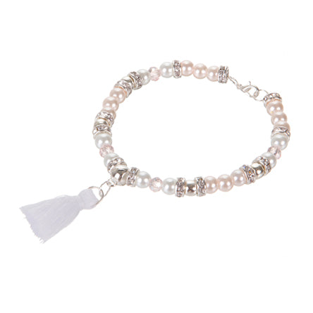 Pulsera Con  Rondel Con Piedra Y Borla