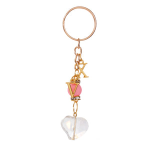Llavero Con Cristal  Corazon Y Dijes