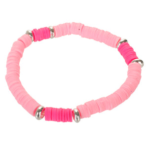 Pulsera Ensartada Con Cuenta Plastica Rosa/Fiusha