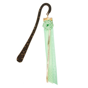 Separador De Libros Con Flor De Listón Menta