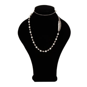 Collar Engarzado Plata Con Perlas Y Dije Pluma