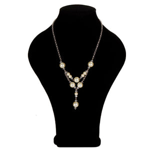 Collar De Cadena Plata Con Perlas Y Cristales