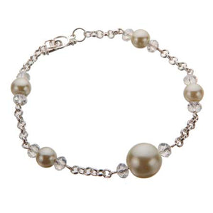 Pulsera De Cadena Plata Con Perlas Marfil