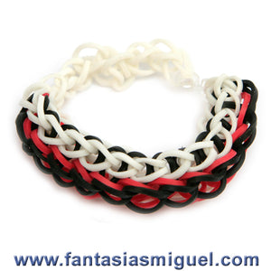 Pulsera Zipper Blanco-Negro-Rojo