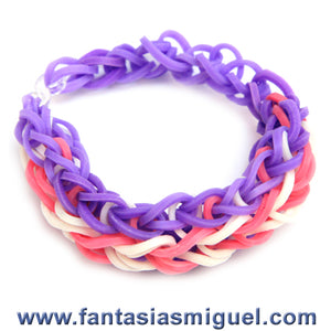 Pulsera Zipper Morado-Rosa-Blanco