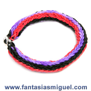 Pulsera Redonda Negro/Morado/Rojo