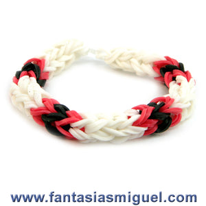 Pulsera Triangular Blanco/Negro/Rojo
