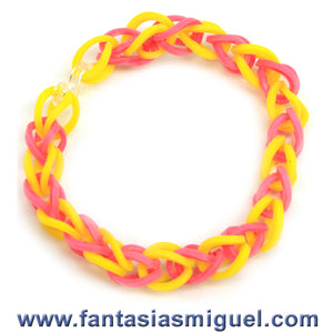 Pulsera Cadena Simple Rosa/Amarillo