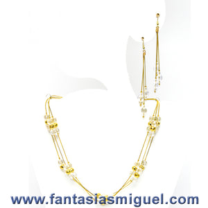 Jgo Aretes Y Collar De Tres Hilos Para Boda