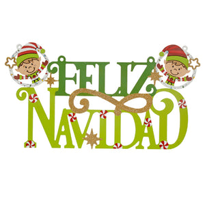 Letrero Feliz Navidad Con Duendes