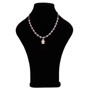 Collar De Cadena Con Rondeles Lavanda Y Dije De Ángel