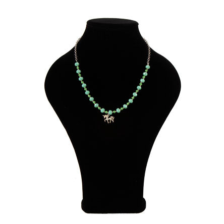 Collar De Cadena Con Rondeles Menta Y Dije Unicornio