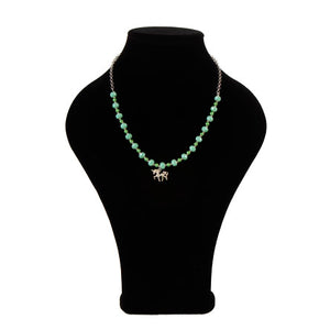 Collar De Cadena Con Rondeles Menta Y Dije Unicornio