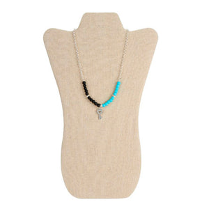 Collar Turquesa-Plata Con Dije Llave
