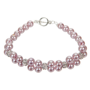 Pulsera Con Perla Lavanda Y Rondel Con Piedra