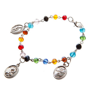 Pulsera De Engarces Multicolor Con Medalla