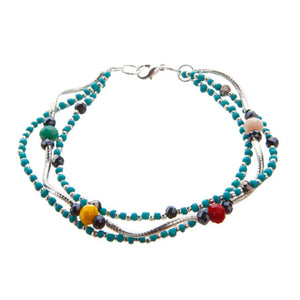 Pulsera De Tubitos Plata Con Rondeles Y Chaquira