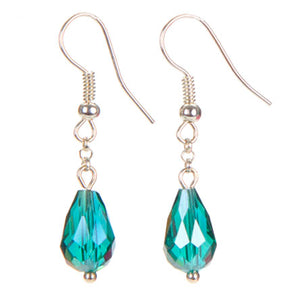 Aretes Plata Con Cristales Gota Turquesa