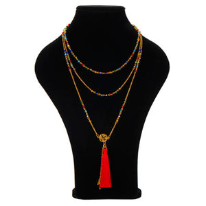 Collar De Cadena Con Rondeles De Colores Y Borla