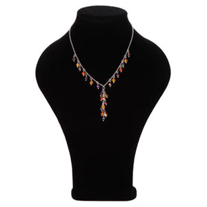 Collar De Cadena Plata Con Cristales Escalera