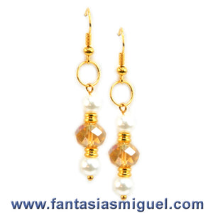 Aretes Boda Blanco-Oro