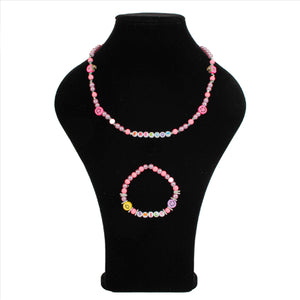 Juego Collar Y Pulsera Rosa Smile