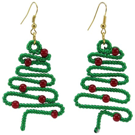 Aretes Con Pinitos Navideños