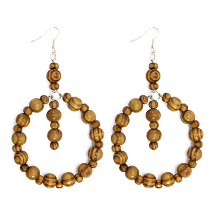 Arracadas Con Cuenta De Madera