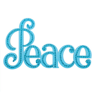 Letrero Peace Azul Con Piedras
