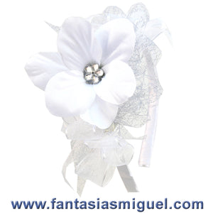 Tocado Boda Blanco Plata