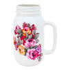 Fantasías Miguel Clave:ER1429 Frasco Con Agarradera Blanco Y Flores De Tela