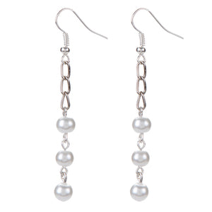 Aretes Colgante Con Cadena Y Perlas
