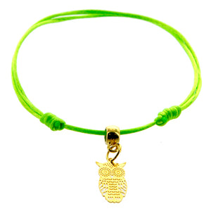Pulsera Cordón Verde Con Dije Búho