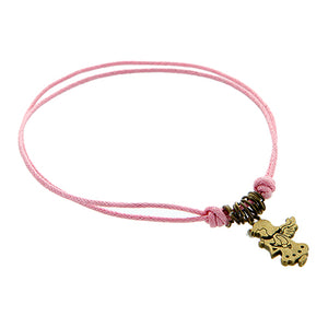 Pulsera Cordón Rosa Con Dije Ángel