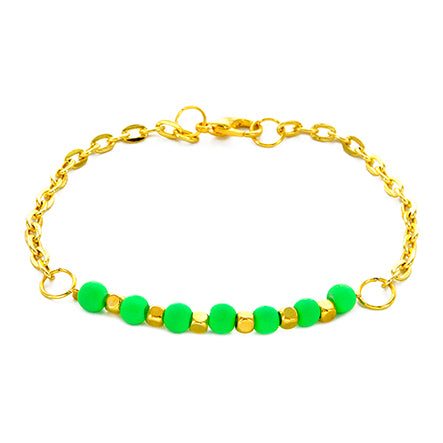 Pulsera Verde Neón Con Cadena