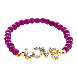 Pulsera Morado Con Dije Love