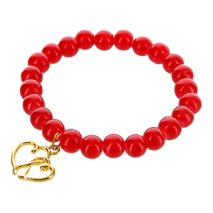 Pulsera Roja Con Dos Corazones