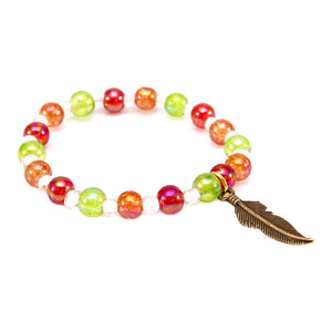 Pulsera Multicolor Con Dije De Pluma