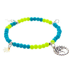Pulsera Turquesa-Verde Con Dije Árbol De La Vida